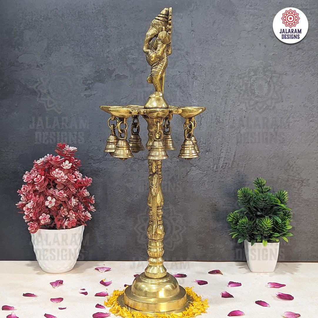 Brass Ganesha with Diya and Bell