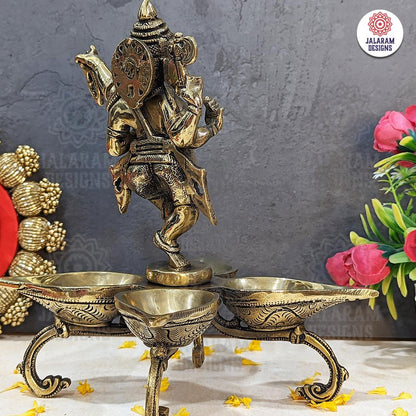 Dancing Ganesha with Diya Brass Statue