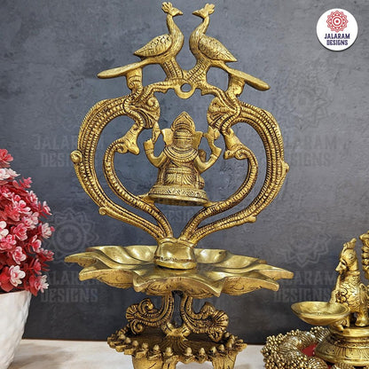 Modern Brass  Ganesha Idol with Diya