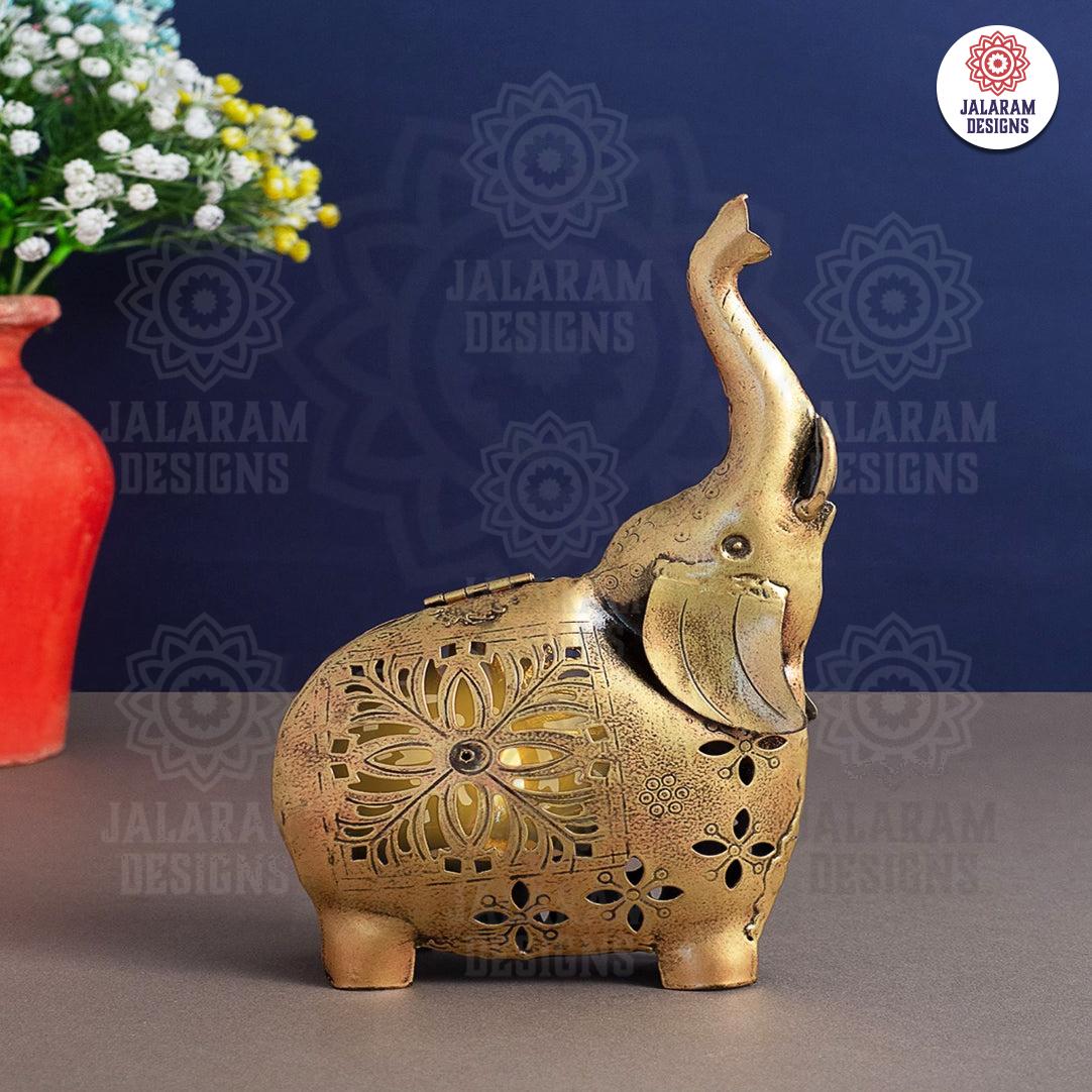 Elephant Showpiece Iron Tea Light Candle Holder