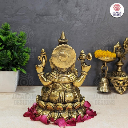 Brass Ganesha on Lotus,Ganesha Statue