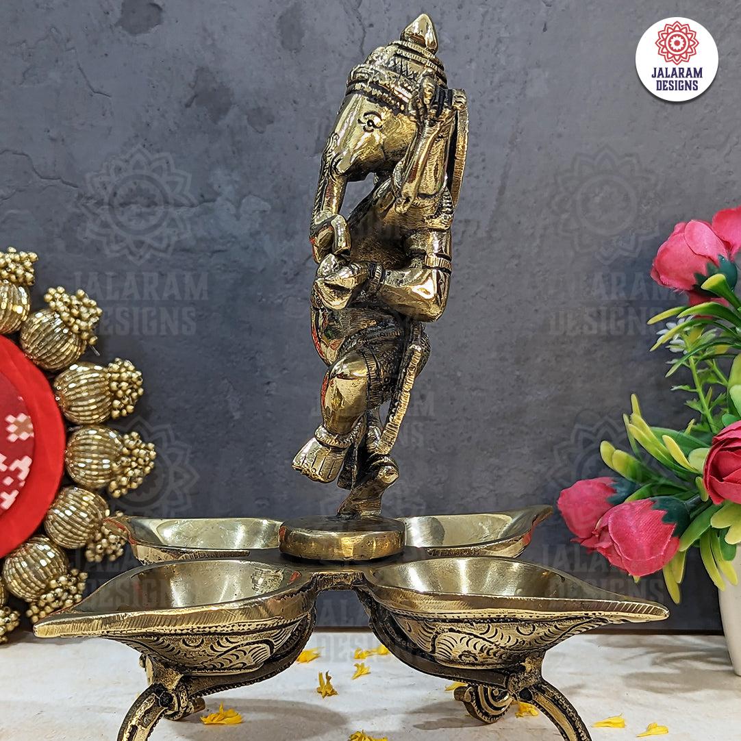 Dancing Ganesha with Diya Brass Statue