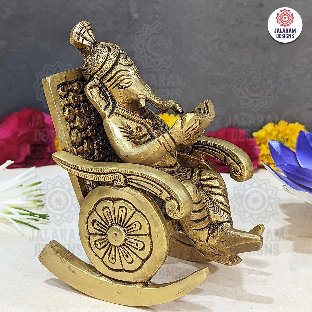 Brass Chair Ganesha Idol