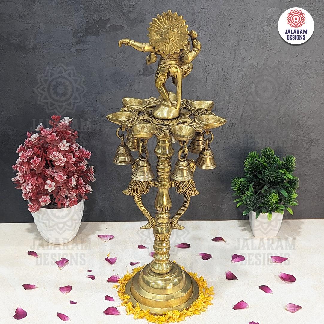 Brass Ganesha with Diya and Bell