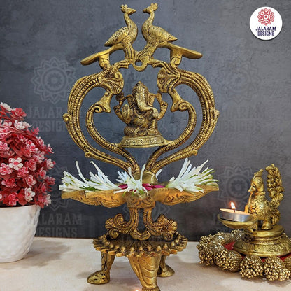 Modern Brass  Ganesha Idol with Diya