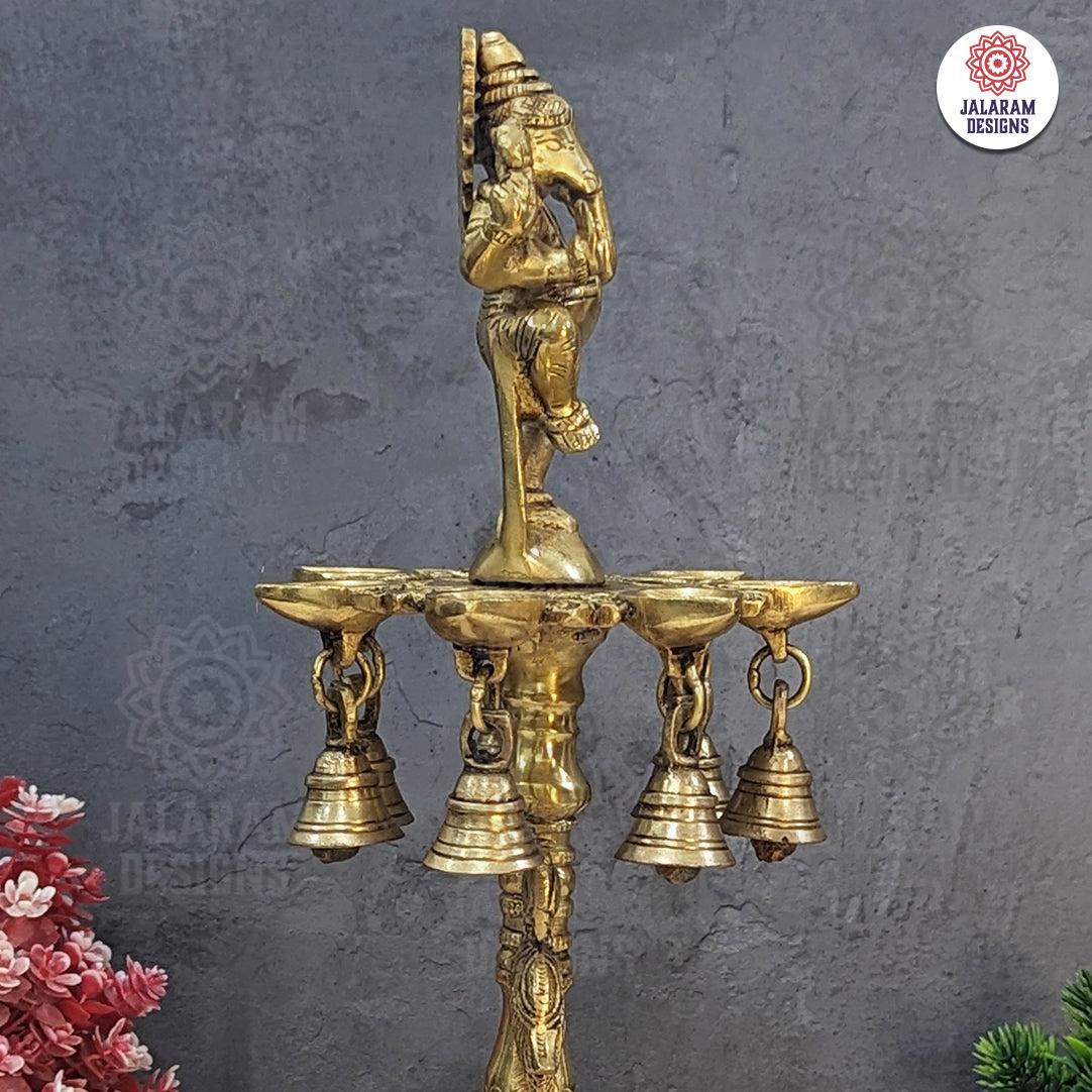 Brass Ganesha with Diya and Bell