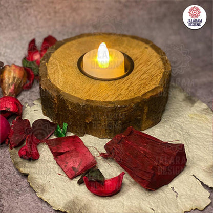 Wooden Bark Tea Light Candle Holders